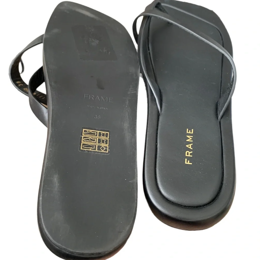 Frame Denim Black Square-Toe Thong Sandals - Picture 6 of 9